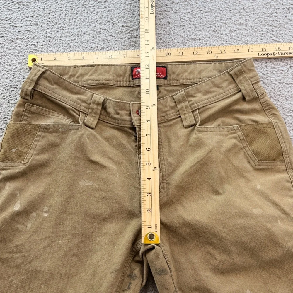 Milwaukee Men 32x30 Tan Brown Canvas Work Pants Utility M650 Rugged Pocket